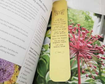 Engraved Metal Bookmark: Inspirational Verse, Butterfly Accent (Personalized) Handmade by Owner