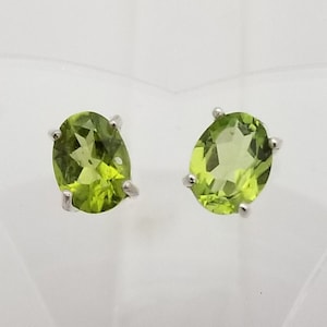 Faceted Green Peridot Sterling Silver Stud Earrings: Handset by Owner, August Birthstone