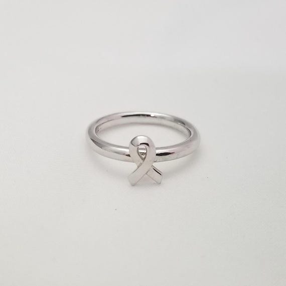 Sterling Silver Awareness Ribbon Ring: Stackable … - image 4