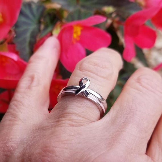 Sterling Silver Awareness Ribbon Ring: Stackable … - image 9