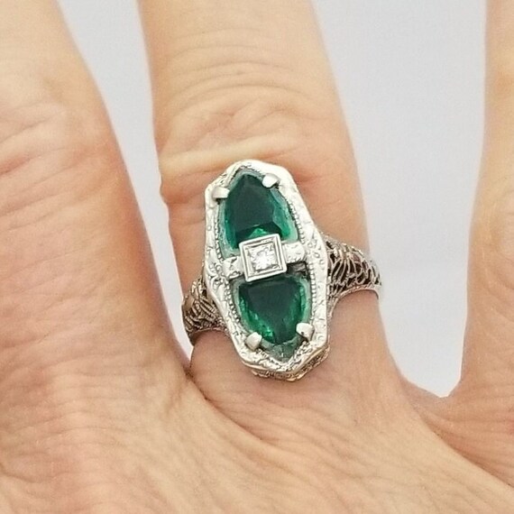 Fancy triangle cut, genuine Emerald doublets, w/a… - image 6