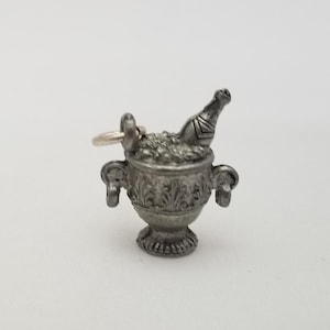 Antique Silver Champagne in Ice Bucket Charms: USA Made, Pewter (4 Pack)