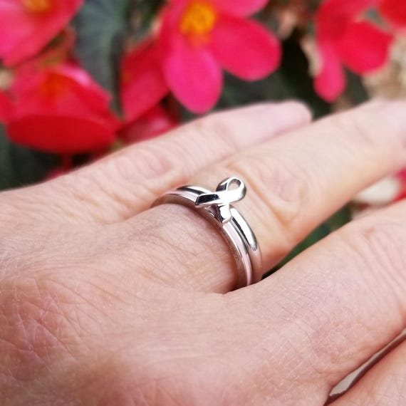 Sterling Silver Awareness Ribbon Ring: Stackable … - image 10