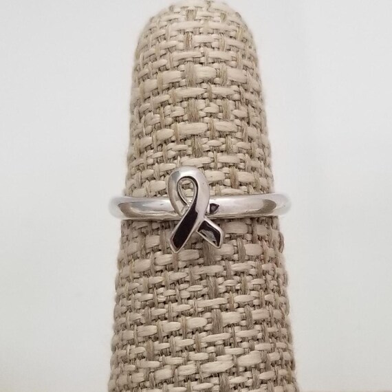 Sterling Silver Awareness Ribbon Ring: Stackable … - image 3