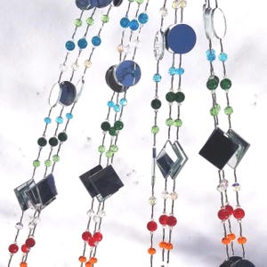 Crystal Garden Suncatcher: Beaded Mirror Sparkler, Rainbow Prism, Handmade by Owner, Original Design