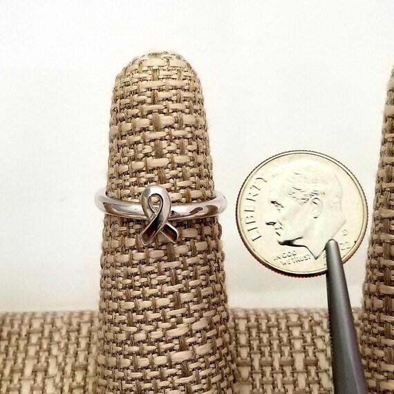 Sterling Silver Awareness Ribbon Ring: Stackable … - image 7
