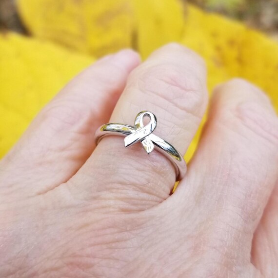 Sterling Silver Awareness Ribbon Ring: Stackable … - image 2