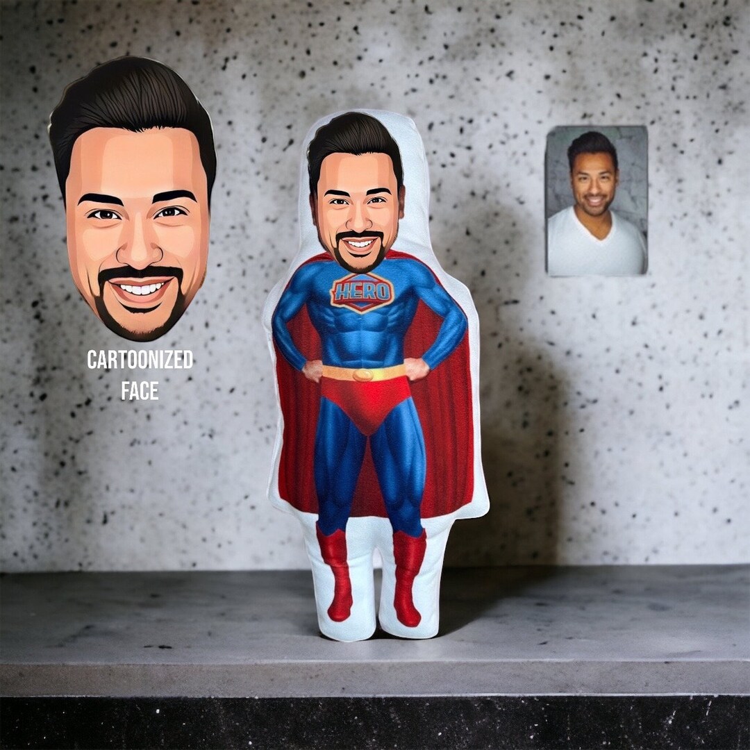 Cartoon Superman Super Hero Pillow Custom Face Pillow Head Etsy