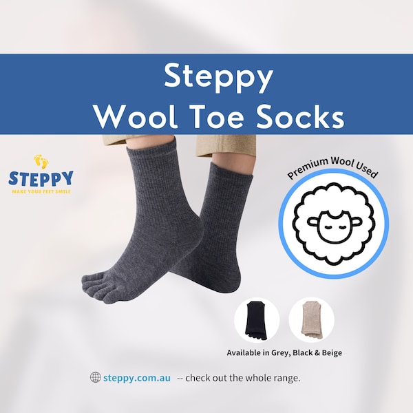 Steppy men's women's japanese style five toe socks Wool Toe Socks