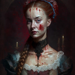 Elizabeth Bathory Digital Art, Eerie, Beauty, Wall Art, Gothic, Macabre, Downloadable, PNG, Cottagecore