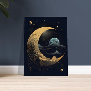 Crescent Moon, Moon art, Lunar Art, Space art, Wall art, Art decor, Wall art print - Premium Semi-Glossy Paper Poster