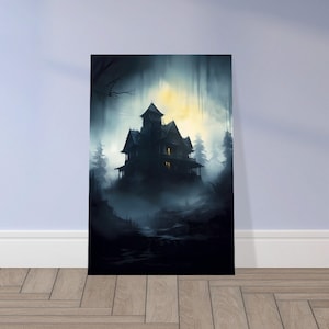 Haunted Mansion, Haunted Cabin, Haunted Building, Dark Forest, Gothic Mansion, Wall Art, Art Print, Poster di carta semi-lucida Premium