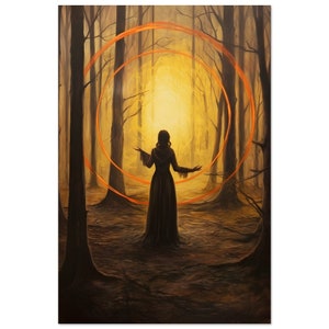 Incantesimo della foresta della strega. Arte stregata, pittura strega, incantesimi, stregoneria, arte della parete, stampa d'arte, poster di carta semi-lucida premium