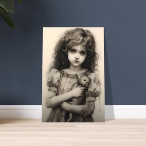 Eerie Girl with Doll, Haunting Art, Dark Art, Strange Art, Eerie Art, Weird Art, Wall Art, Art Print, Premium Semi-Glossy Paper Poster