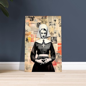 Suora oscura, sacrilega, arte oscura, arte vintage, poster di carta semi-lucida premium,