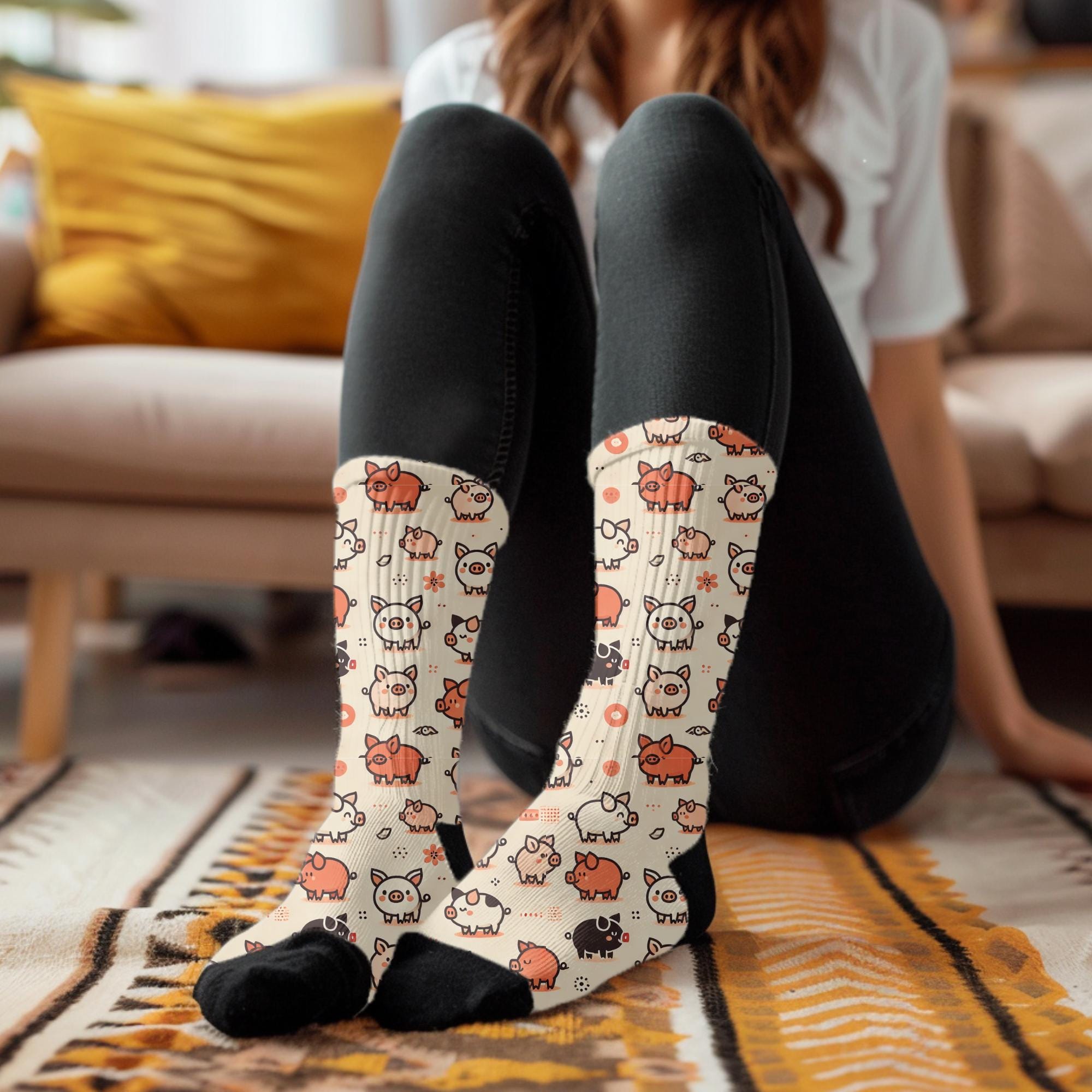 Chaussettes Chat Mignonnes Avec Pompons - Coton, Motifs Drôles, Taille Unique 35-40, Pour Femmes - 2