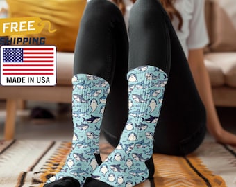 Cute Shark Socks, Shark Socks Cute Animal Socks, Animal Socks, Unisex Socks, Gender Neutral Socks, Cute Socks, Kids Socks, AI Generated