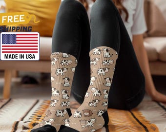 Cute Cow Socks, Cow Socks Cute Animal Socks, Animal Socks, Unisex Socks, Gender Neutral Socks, Cute Socks, Kids Socks