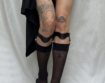 Sock garters harnais simili cuir vegan noir homme femme