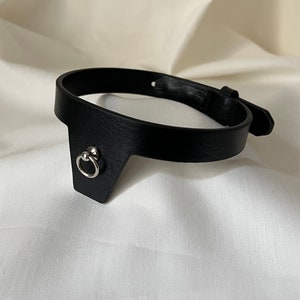 Peut inclure: Choker en cuir noir avec un détail en anneau argenté.