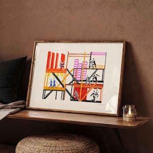 Cubist Theatrical Stage Design Poster, Cubo-Futurist Avant Garde Wall Art, Colorful Geometric Art, Abstract Architectural Set Design Print