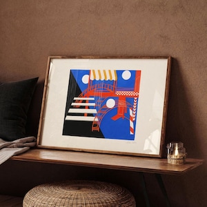 Art Deco Wall Art, Abstract Printable Wall Art, Colorful Geometric Art Print, Abstract Theater Stage Design Poster, Cubist Avant Garde Decor