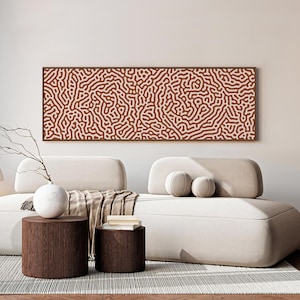 Long Narrow Horizontal Wall Art Print, Burnt Rustic Orange Wall Art, Extra Large Scale Mid Century Giclee Print, Panoramic Above Bed Decor