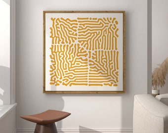 Mustard Yellow Square Wall Art Print, Minimalist Modern Home Decor, Extra Large 36x36 Square Art Print, Trendy Abstract Yellow Wall Art
