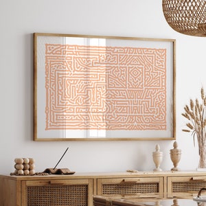 Peach Fuzz Color of the Year 2024 Maze Art Print, Abstract Maze Wall Art Poster, Peach Fuzz Extra Large Trendy Wall Art Maze Printable