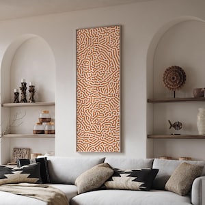 Tall Narrow Wall Art Orange, Long Narrow Vertical Wall Art, Extra Large Original 3x9 Feet Horizontal Panoramic Print, Abstract Wall Decor