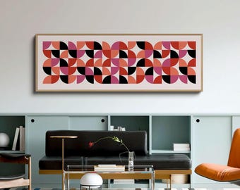Long Narrow Horizontal Wall Art Print, Extra Large Above Bed Art, Mid Century Modern Decor, Oversized Panoramic Print, Tall Narrow Wall Art