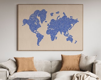 World Map Wall Art, World Map Printable, Abstract World Map Poster, Extra Large Wall Art, Modern Abstract Wall Art, Instant Digital Download