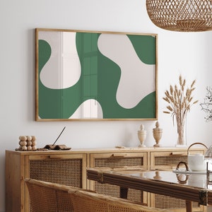 Art mural abstrait, art mural vert, art mural minimaliste, mur de galerie neutre, impression verte, impression d&#39;art moderne Mid-Century, art abstrait vert