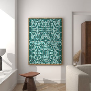 Teal Wall Art, Dark Teal Abstract Wall Art, Teal Printable Wall Art, Minimalist Aqua Wall Art, Modern Home Decor, Teal Canvas Wall Art