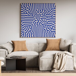 Blue and Beige Abstract Square Wall Art Print, Minimalist Modern Home Decor, Extra Large 60x60 Square Art Print, Colorful Trendy Wall Art