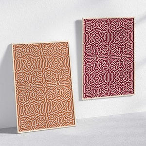 Burnt Orange and Burgundy Wall Art Gallery Set of 2 Abstract Prints, Terracotta Maroon Printable, Neutral Earth Tones Minimalist Home Decor