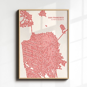 San Francisco Art Print, San Francisco Map Wall Art, Map of San Francisco Poster, Realtor Closing Gift, City Map Print, House Warming Gift