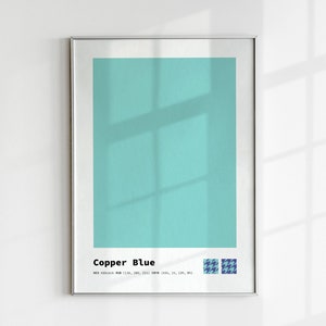 Color Swatch Poster, Color Swatch Wall Art, Copper Blue Color Swatch Print, Color Block Art Print, Color Swatch Art, Color Palette Wall Art