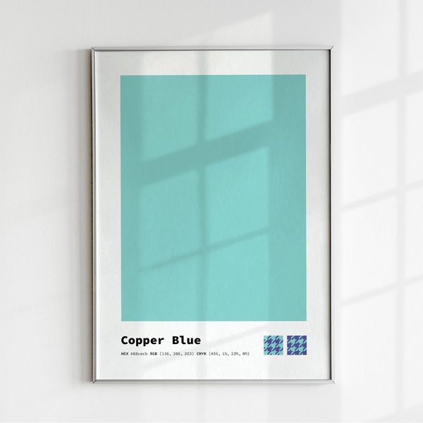 Color Swatch Poster, Color Swatch Wall Art, Copper Blue Color Swatch Print, Color Block Art Print, Color Swatch Art, Color Palette Wall Art