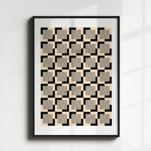 Mid Century Modern Geometric Art Print, Black and Beige Wall Art, Mid Century Wall Art, Mid Century Prints, Geometric Wall Art Print