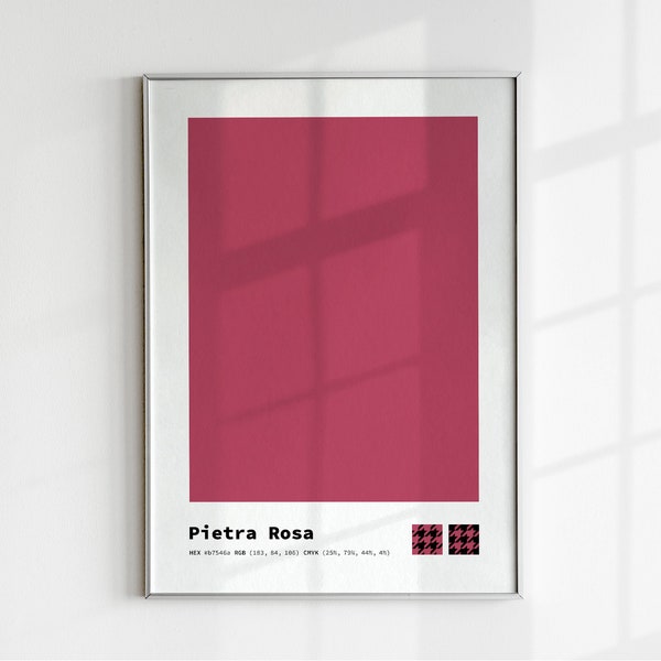 Color Swatch Wall Art, Pietra Rosa Dark Rose Pink Color Swatch Print, Color Block Art Print, Color Swatch Art, Color Swatch Poster