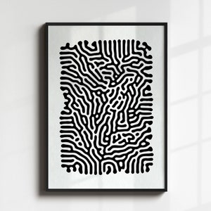 Abstract Wall Art, Black and White Zebra Pattern, Modern Line Art Print, Minimalist Black White Poster, Extra Large Trendy Gallery Wall Art