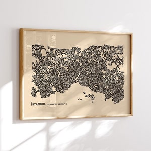 Istanbul Map Wall Art Print, Istanbul City Map Illustration, Hand Drawn Abstract Istanbul Poster, Printable Wall Art, Instant Download