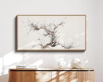 Long Horizontal Japandi Wall Art, Wabi Sabi Large Wall Art