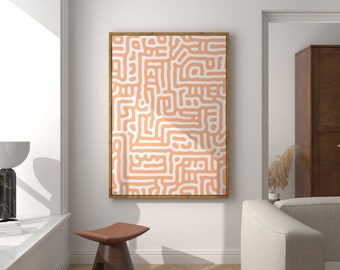 Peach Fuzz Color of the Year 2024 Abstract Wall Art, Peach Fuzz Mid Century Modern Decor, Peach Fuzz Extra Large Trendy Wall Art Printable