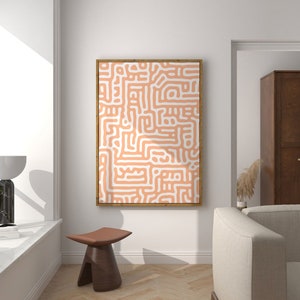 Peach Fuzz Color of the Year 2024 Abstract Wall Art, Peach Fuzz Mid Century Modern Decor, Peach Fuzz Extra Large Trendy Wall Art Printable