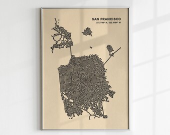 San Francisco Map Print, San Francisco City Map Print, San Francisco Wall Art, San Francisco City Print, San Francisco Poster, SF Map Print