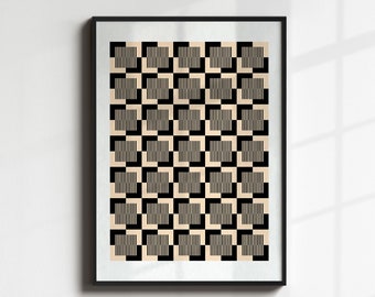 Mid Century Modern Geometric Art Print, Black and Beige Wall Art, Mid Century Wall Art, Mid Century Prints, Geometric Wall Art Print