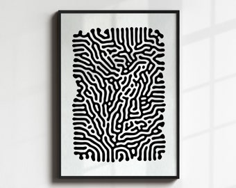 Abstract Wall Art, Black and White Zebra Pattern, Modern Line Art Print, Minimalist Black White Poster, Extra Large Trendy Gallery Wall Art