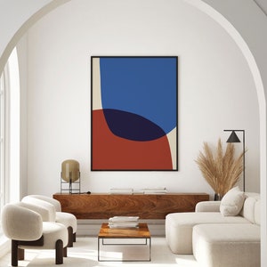Mid Century Modern Wall Art, Abstract Color Block Wall Art, Extra Large Wall Art, Living Room Bedroom Decor, Colorful Mid-Century Art Print